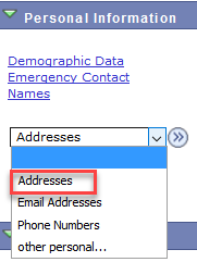 Student Center address link under personal information