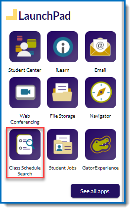 class schedule tile location in the Gateway's launchpad