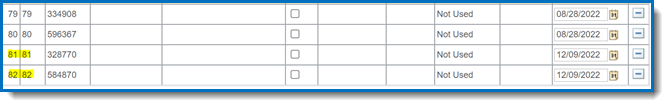 Permission number roster listing example permit numbers