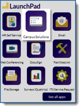 Gateway's Launchpad with the Campus Solutions tile spotlighted