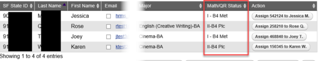 prerequisite menu with the prereq columns highlighted